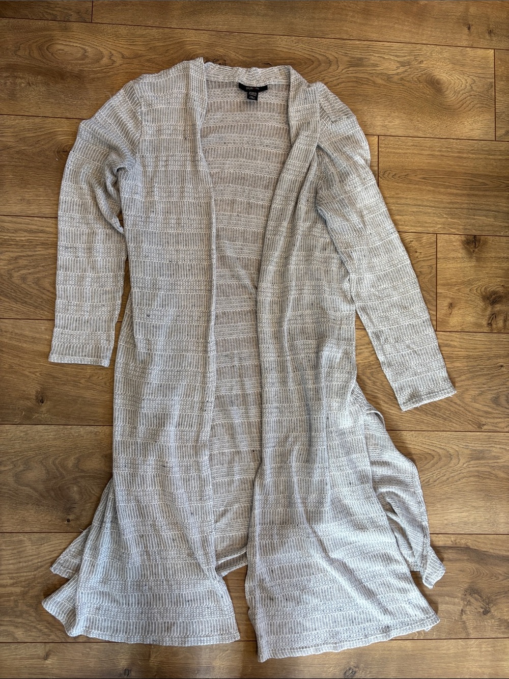 Style & Co. Light Gray Open-Front Long Knit Cardigan